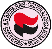 SAC Syndikalisternas logotyp i tre olika färger